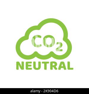 CO2 neutral grüner Vektor-Aufkleber. Kein Kohlendioxid-Etikett mit Wolke. Stock Vektor