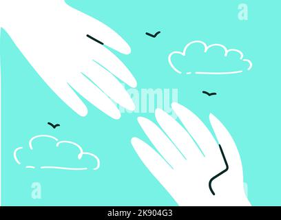 Freundschaft und gegenseitige Unterstützung, Hände, minimalistische flache Illustration Stock Vektor