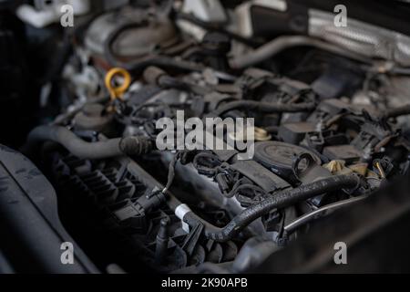 Automotor unter der Haube Stockfoto