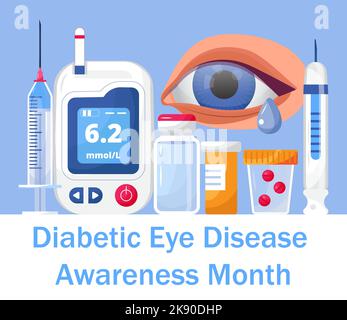 Diabetische Augenerkrankungen Bewusstsein Monat Konzept Vektor für medizinische Blog, Website. Die Veranstaltung wird im November gefeiert. Stock Vektor