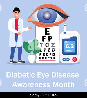 Diabetische Augenerkrankungen Bewusstsein Monat Konzept Vektor für medizinische Blog, Website. Die Veranstaltung wird im November gefeiert. Stock Vektor