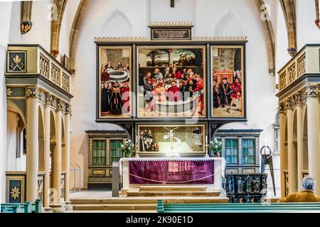 WITTENBERG, DEUTSCHLAND - 25. MÄRZ 2016: Berühmter Altar von Lucas Cranach in der Bürgerkirche in Wittenberg. Die erste Erwähnung der Pfarrkirche Stockfoto