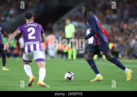 Ousmane Dembele vom FC Barcelona während des Liga-Spiels zwischen dem FC Barcelona und Real Valladolid CF im Spotify Camp Nou in Barcelona, Spanien.BARCELONA, SPANIEN - 28. AUGUST: Ousmane Dembele vom FC Barcelona während des Spiels der Primera Division zwischen dem FC Barcelona und Real Valladolid CF am 28. August 2022 im Spotify Camp Nou in Barcelona, Spanien (Foto: DAX Images/Orange PicBilder) Stockfoto
