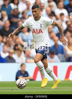 Datei-Foto vom 03-09-2022 von Cristian Romero von Tottenham Hotspur, der von Tottenham am Morgen des Champions-League-Spiels mit Sporting Lisbon am Mittwoch bewertet wird. Ausgabedatum: Dienstag, 25. Oktober 2022. Stockfoto