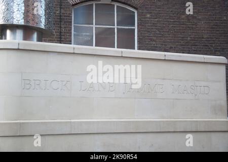 Brick Lane Jamme Moschee, Tower Hamlets, East End, London - es gibt eine große Anzahl von islamischen Immigranten im East End von London und mehrere Moscheen Stockfoto