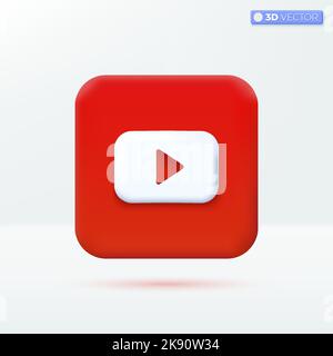 Spielen Symbol Symbole. Musik-Taste, spielen Video oder Audio, Streaming, Multimedia-Konzept. 3D Vektor isoliertes Illustrationsdesign. Cartoon Pastell Minimal st Stock Vektor