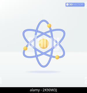 Symbole für Atom-Symbole. Zellkern, molekulare Chemie, orbitale Elektronen, Physik-Science-Konzept. 3D Vektor isoliertes Illustrationsdesign. Cartoon Pastell Min Stock Vektor