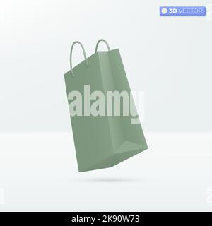 Symbole für Papiertüten. Promotion, Rabatt, Einkaufstasche, Handtasche, Verkauf, Online-Shopping-Konzept. 3D Vektor isolierte Illustration Design Cartoon pas Stock Vektor