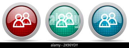 Blog Vektor Icon Set, glänzende Web Buttons Kollektion Stock Vektor