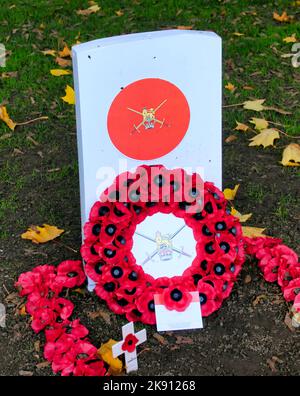 Glasgow, Schottland, Großbritannien 25.. Oktober 2022. Jährlicher Garten der Erinnerung für Mohn Tag auf George Platz im Herzen der Innenstadt, wo die cenotaph und der rat Kammern sind.. Credit Gerard Ferry/Alamy Live News Stockfoto