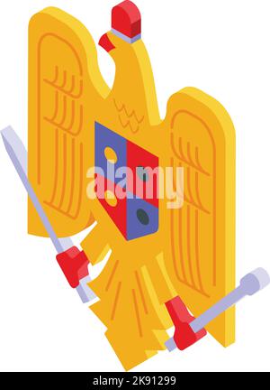 Rumänien Emblem Symbol isometrischer Vektor. Rumänische Karte. Reiseland Stock Vektor