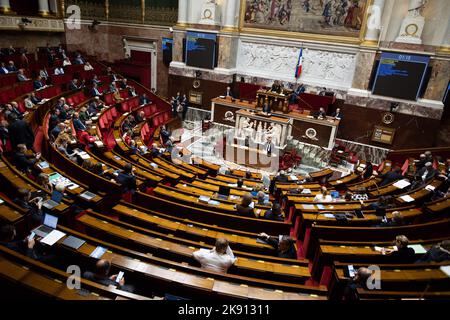 Paris, Frankreich, 25. Oktober 2022, Diskussion des Haushaltsentwurfs für 2023 auf der Nationalversammlung am 25. Oktober 2022 in Paris. Foto von Raphael Lafargue/ABACAPRESS.COM Stockfoto