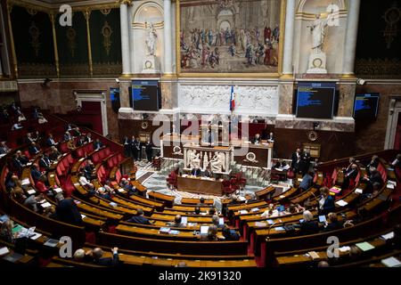 Paris, Frankreich, 25. Oktober 2022, Diskussion des Haushaltsentwurfs für 2023 auf der Nationalversammlung am 25. Oktober 2022 in Paris. Foto von Raphael Lafargue/ABACAPRESS.COM Stockfoto