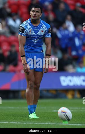 Stephen Crichton von Samoa tritt beim Rugby League World Cup Group A Spiel 2021 zwischen Samoa und Griechenland am Sonntag, den 23.. Oktober 2022, im Eco-Power Stadium in Doncaster ins Tor. (Kredit: Mark Fletcher | MI News ) Kredit: MI Nachrichten & Sport /Alamy Live News Stockfoto