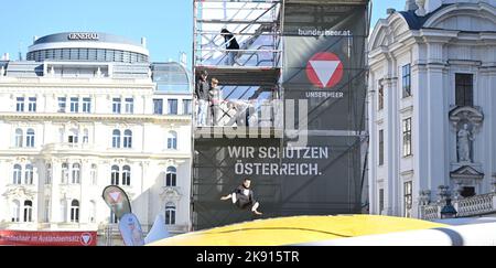 Wien, Österreich. 25. Okt. 2022. Vorbereitungen für die Aufführung der Bundesheer im Hof Stockfoto