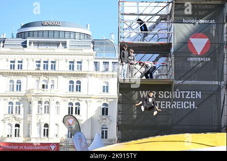 Wien, Österreich. 25. Okt. 2022. Vorbereitungen für die Aufführung der Bundesheer im Hof Stockfoto