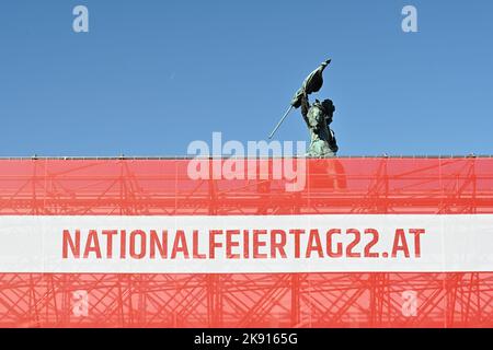 Wien, Österreich. 25. Okt. 2022. Vorbereitungen für die Aufführung der Bundesheer auf dem Heldenplatz in Wien Stockfoto