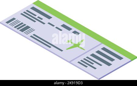 Isometrischer Vektor des Symbols für Flugtickets. Impfpass. Pass-Kontrolle Stock Vektor
