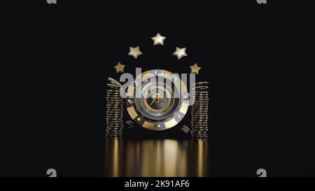 3D Rendering Casino Elements und Roulette auf der Plattform Stockfoto