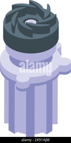 Isometrischer Vektor für Wasserpumpensymbol im Auto. Motorservice. Klimaluft Stock Vektor