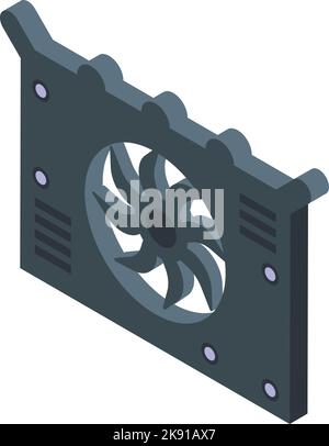 Isometrischer Vektor des Lüftersymbols für den Automotor. Reparaturservice. Klimaluft Stock Vektor