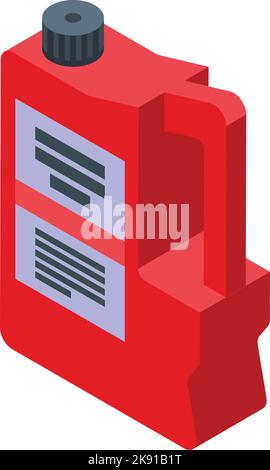 Isometrischer Vektor des roten Behältersymbols. Autoservice. Frostschutzkühler Stock Vektor