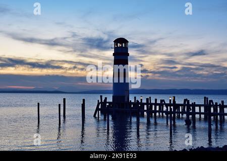 Leuchtturm in Podersdorf, Nationalpark Neusiedler See Seewinkel Stockfoto