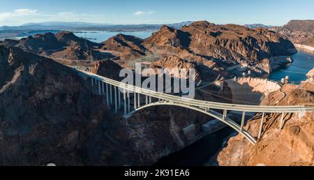 Luftaufnahme des Hoover Dam in den Vereinigten Staaten. Stockfoto