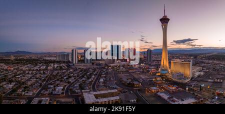 Panoramablick auf den Las Vegas Strip. Stockfoto