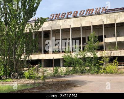 Der verlassene Palast der Kultur Energetik in Pripyat, in der Tschernobyl-Sperrzone in der Ukraine Stockfoto