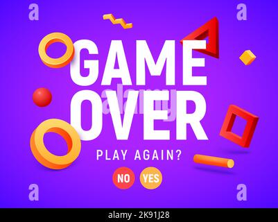 Spiel über Vektor Video Spiel Bildschirm Hintergrund. Geometrisches Spiel über Design-Banner Stock Vektor