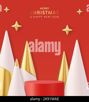 Festliches blaues rundes Podium zu Weihnachten und Neujahr Stock Vektor