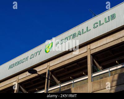 Norwich City Football Club - Norwich City Football Club Carrow Road Ground. Norwich City FC Carrow Rd. Das Stadion wurde 1935 eröffnet. Stockfoto