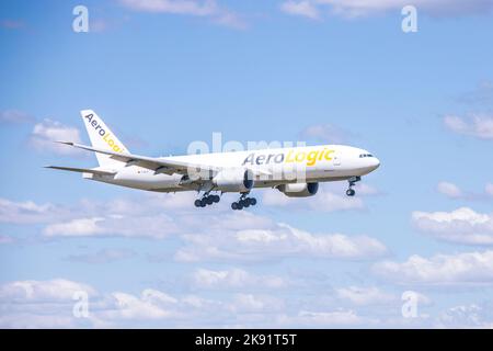 Frachtflugzeuge auf dem Flughafen Leipzig Halle Stockfoto