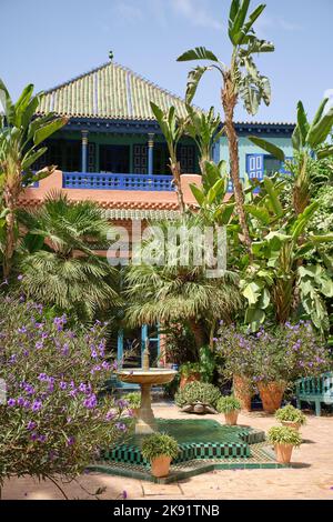 Majorelle Garden Yve Saint Laurent Pierre Berge Bergé Marrakesch Marokko Stockfoto