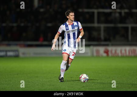 Alex Lacey von Hartlepool United in Aktion während des Sky Bet League 2-Spiels zwischen Hartlepool United und Salford City im Victoria Park, Hartlepool am Dienstag, den 25.. Oktober 2022. (Kredit: Mark Fletcher | MI News) Kredit: MI Nachrichten & Sport /Alamy Live News Stockfoto