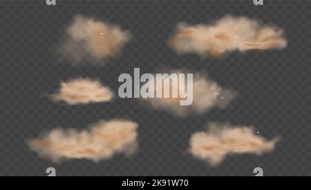 Staub Sand Wolke Schmutz Luft Vektor Smog transparentes Element. Design mit staubigen Rauchwolken. Stock Vektor