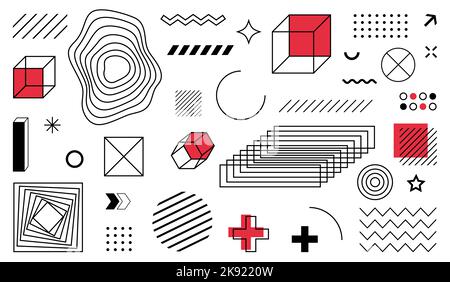 Abstrakte Design-Symbole und -Elemente. Satz Geometrischer Formen. Vektorgrafik Stock Vektor