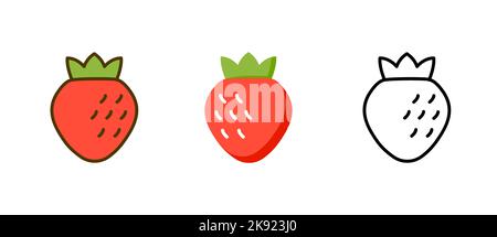 Erdbeere Vektor flach Icon Cliparts. Frucht Erdbeere isoliert frisch Logo-Design einfache Ikone. Stock Vektor