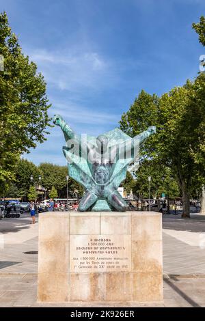 AIX EN PROVENCE, FRANKREICH - 19. AUG 2016: Statue zur Erinnerung an das Massaker an den armeniern durch die türken im Jahr 1915. Stockfoto