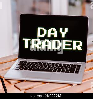 Handschrift Text Day Trader. Wort, das über Eine Person geschrieben wird, die ein Finanzinstrument innerhalb eines Tages kauft und verkauft Stockfoto