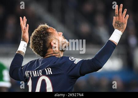 Paris, Frankreich, Frankreich. 25. Oktober 2022. NEYMAR JR von PSG feiert sein Tor beim UEFA Champions League-Spiel der Gruppe H zwischen Paris Saint-Germain und dem FC Maccabi Haifa am 25. Oktober 2022 im Stadion Parc des Princes in Paris, Frankreich. (Bild: © Matthieu Mirville/ZUMA Press Wire) Stockfoto