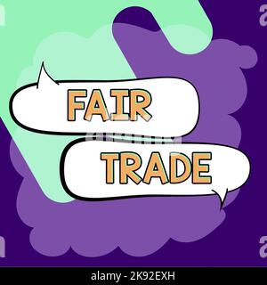Schreiben mit Text Fair Trade. Geschäftsansatz ein kleiner Anstieg des von einem Hersteller an einen Hersteller bezahlten Anstiegs Stockfoto