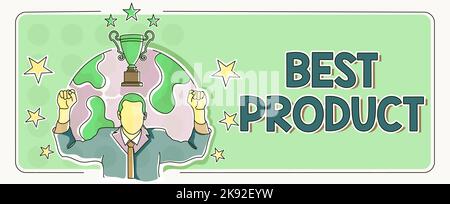 Textschild mit der Anzeige „Bestes Produkt“. Geschäftsansatz ein bestimmtes gut, das in seiner Vielfalt sehr geschätzt wird Stockfoto