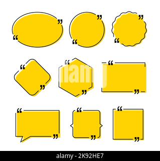 Zitat Vektor Blasen Textdialogfeld Nachricht Kommentar Memo-Feld. Informationen zu Sprechrahmen-Chat-Dialogfeldern mit einer Sprechblasenvorlage zitieren Stock Vektor