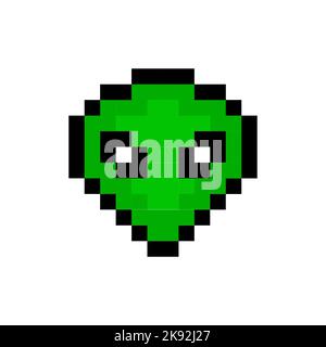 Pixel Alien 8 Bit Kunst. Kosmische Grafik Cartoon Pixel Alien Symbol ufo Alien. Stock Vektor