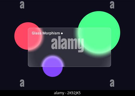 Glas Morphismus Unschärfe Gradient 3D Bildschirm Transparent Vektor Hintergrund Illustration Mockup. Glasmorphismus Gradient Hintergrund. Stock Vektor