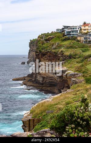 Der Federation Cliff Walk in Dover Heights mit Blick auf die Tasmanische See in Sydney, Australien Stockfoto