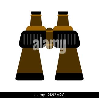 Fernglas optische militärische Jagd braun flach. Professionelle Ausrüstung für die Jagd Reise Camping Tracking Entfernung Reduktion visuelle Wirkung Entfernung Einstellung Fernsicht Aussehen Cartoon-Symbol isoliert Stock Vektor