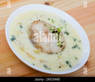 Schottische Suppe Cullen Skink Stockfoto